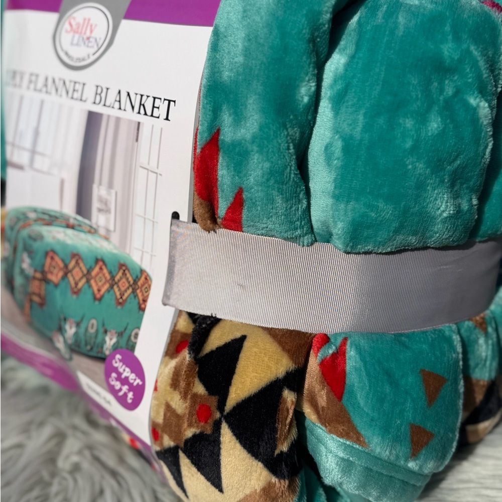 King 2PLY Flannel blanket thick Western-style double sided skull/dream catcher - Picture 2 of 4